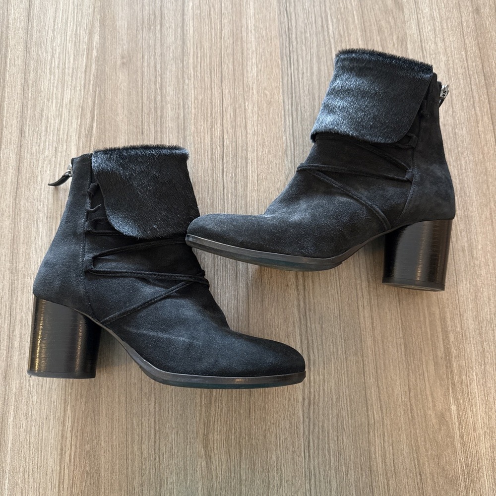 Homer Artisan Spain Suede Ankle Boots Booties Size 37 Black